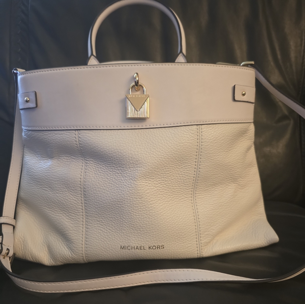 Michael Kors White Leather Tote Bag